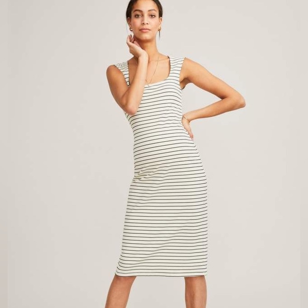 Striped Midi Dress in Black and White